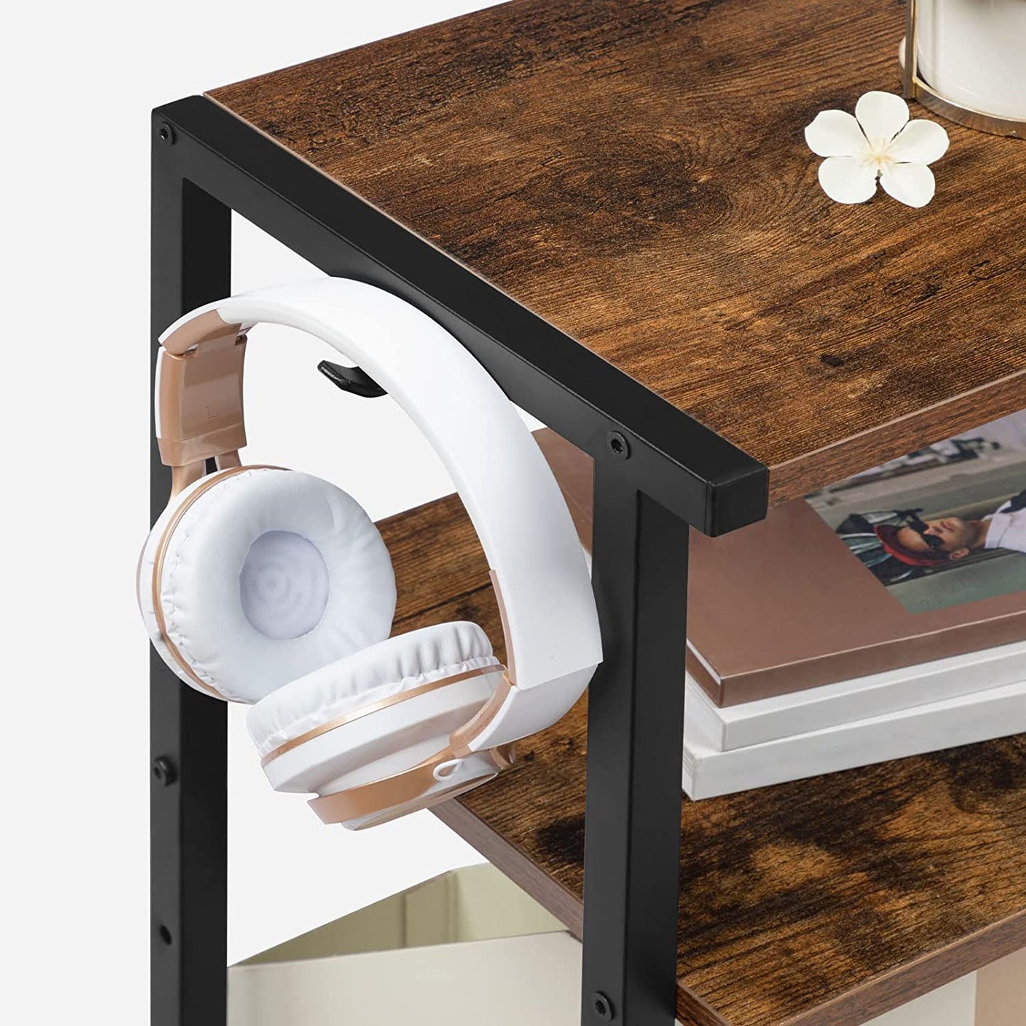 Industrial Printer Stand, 3-Tier Printer Table, Under Desk Storage Cart