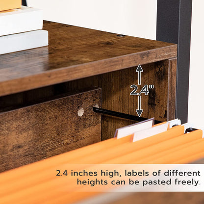 File Cabinet, Lateral Filing Cabinet with Storage Shelves, Vertical Mobile Office Cabinet, Hanging File Drawers - HWLEXTRA 