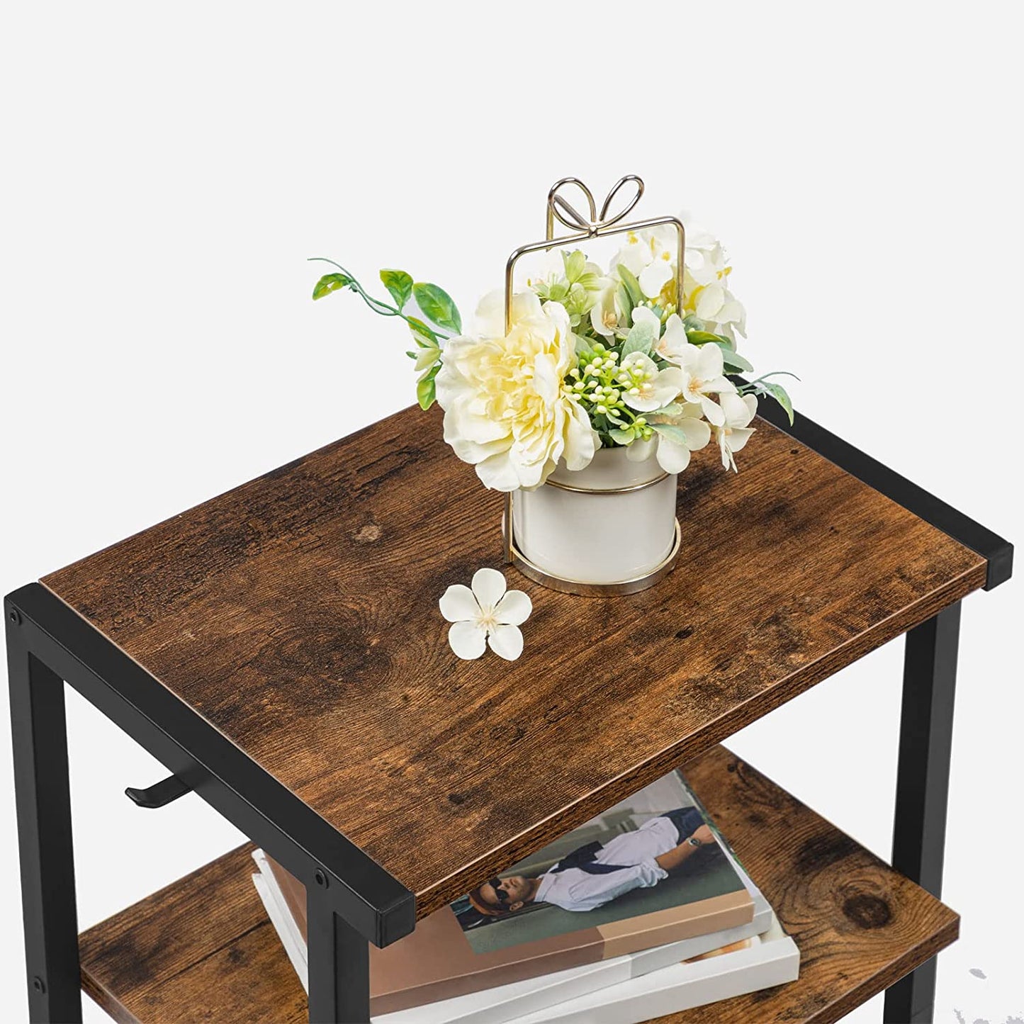 Industrial Printer Stand, 3-Tier Printer Table, Under Desk Storage Cart