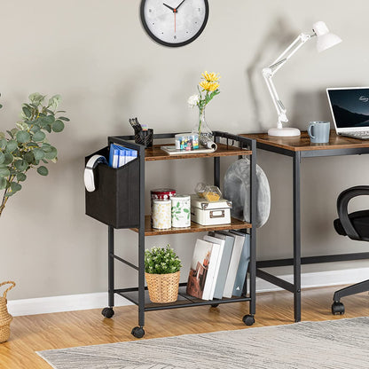 Printer Stand, 3-Tier Printer Cart with Storage, Printer Table on Wheels