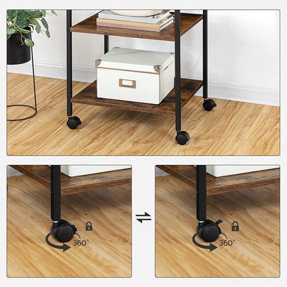 Printer Stand with Charging Station, 3-Tier Printer Table with Storage Shelf