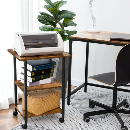 Printer Stand, 3-Tier Printer Table, Height Adjustable Printer Carts on Wheels, Rolling Table