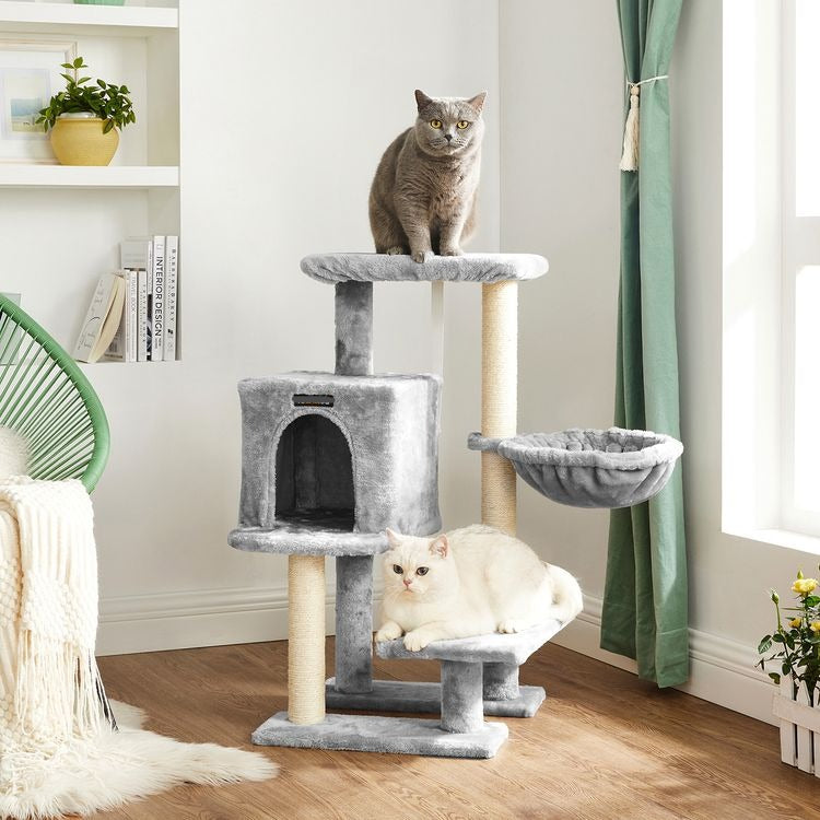 Cat Tree, Small Cat Tower, 33.1-Inch Cat Condo with Basket, Cat Cave, Removable Washable Cover