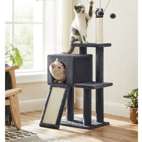 Cat Tree, Small Cat Tower for Indoor Cats, Kittens, Multi-Level Plush Cat Condo, 16.5 x 12.6 x 46.5 In
