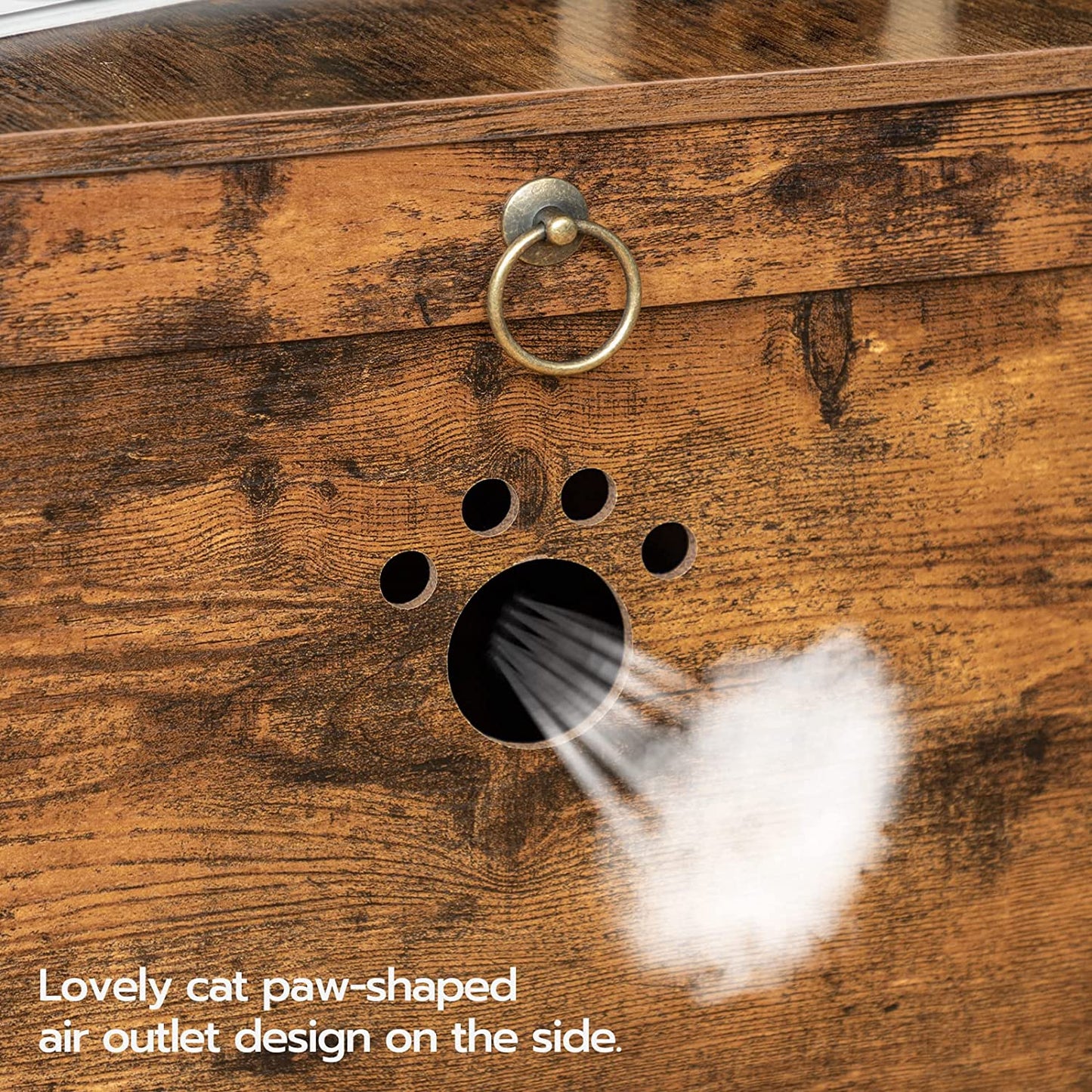 Hidden Cat Litter Box Enclosure, Vintage Wooden Pet Furniture