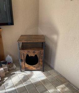 Litter Box Enclosure, Cat Litter Box Furniture, Single Door Pet Box Cabinet