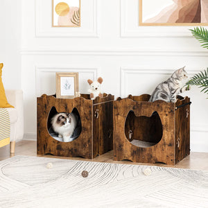 Hidden Cat House Furniture with Cat Head Opening, Cat Litter Box Enclosure
