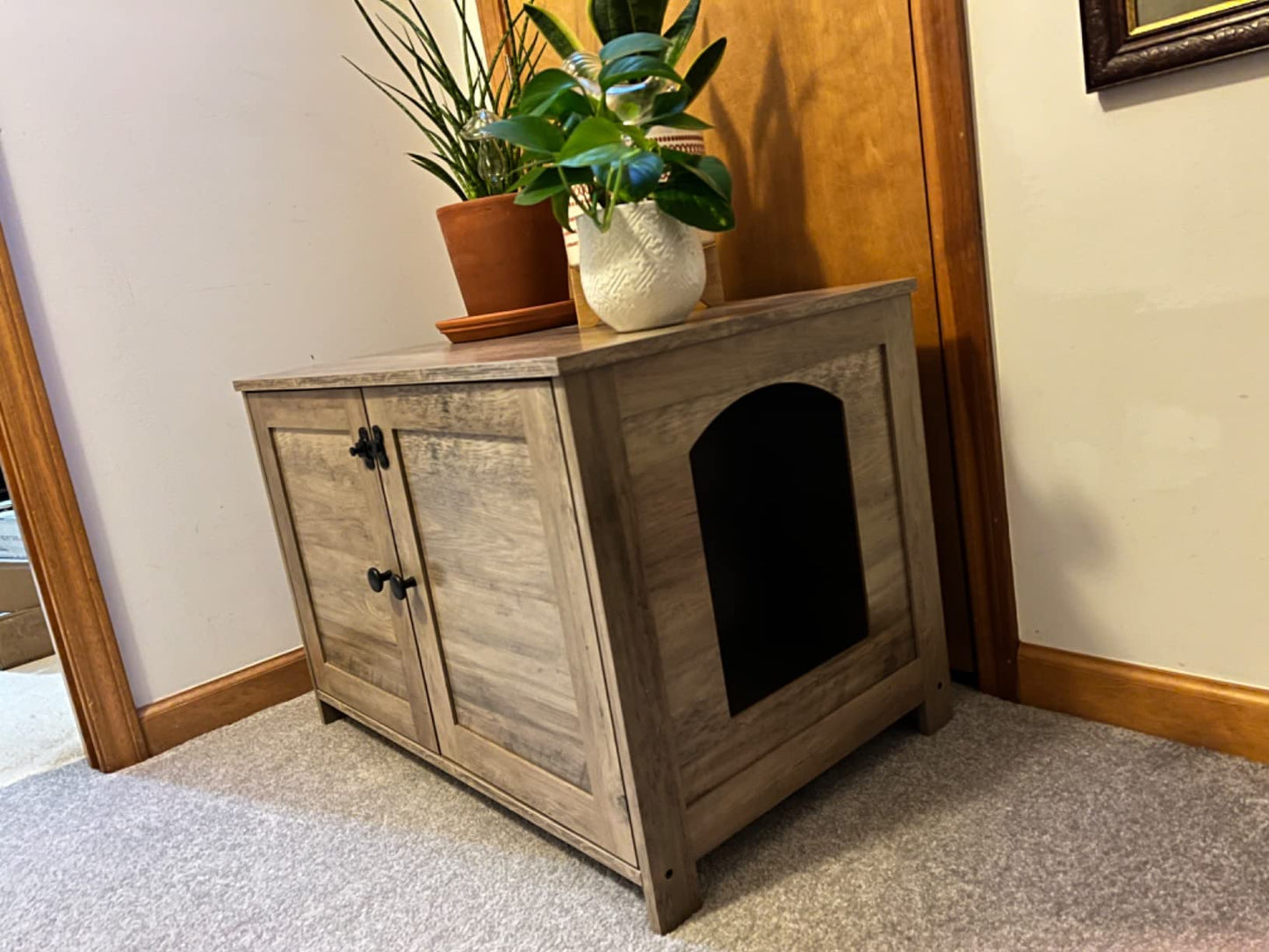Cat Litter Box Enclosure, Hidden Cat Washroom Furniture with Divider