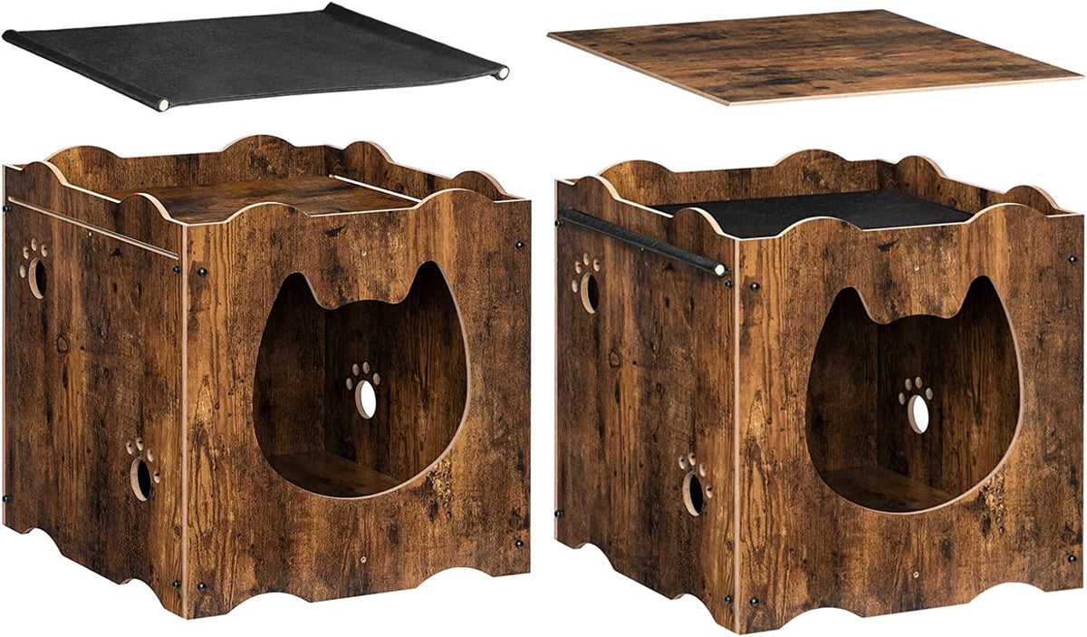 Hidden Cat House Furniture with Cat Head Opening, Cat Litter Box Enclosure