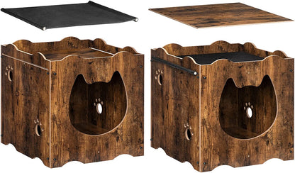 Hidden Cat House Furniture with Cat Head Opening, Cat Litter Box Enclosure