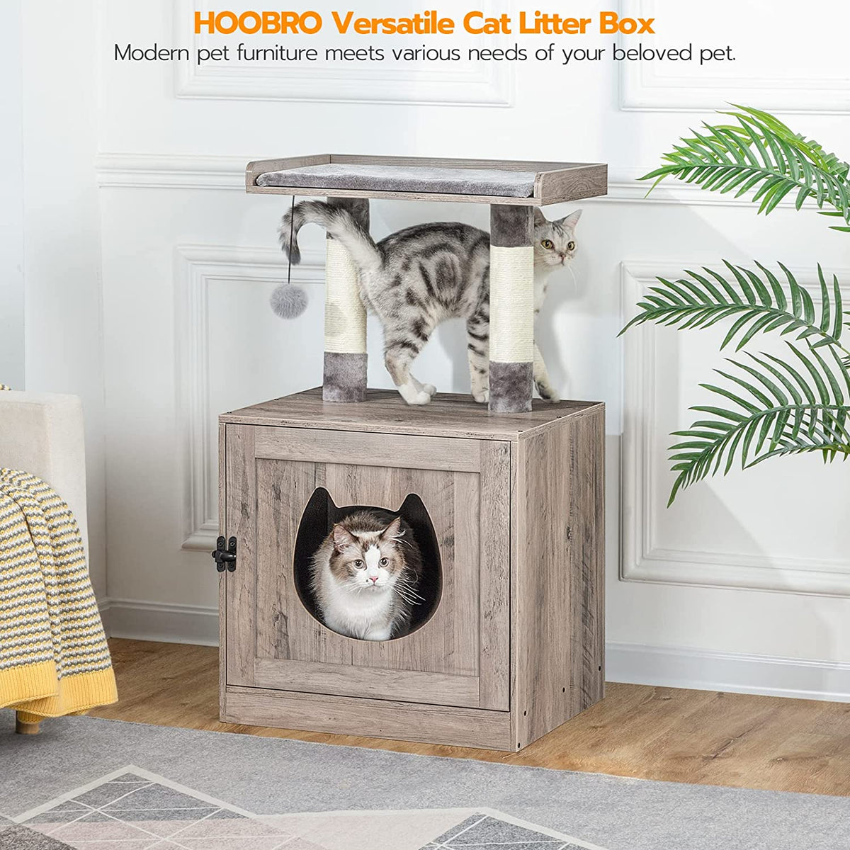 Litter Box Enclosure with Cat Tree Tower