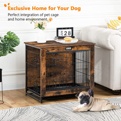 Dog Crate Furniture, Decorative Dog Kennel, Wooden Pet Furniture with Pull-Out Tray