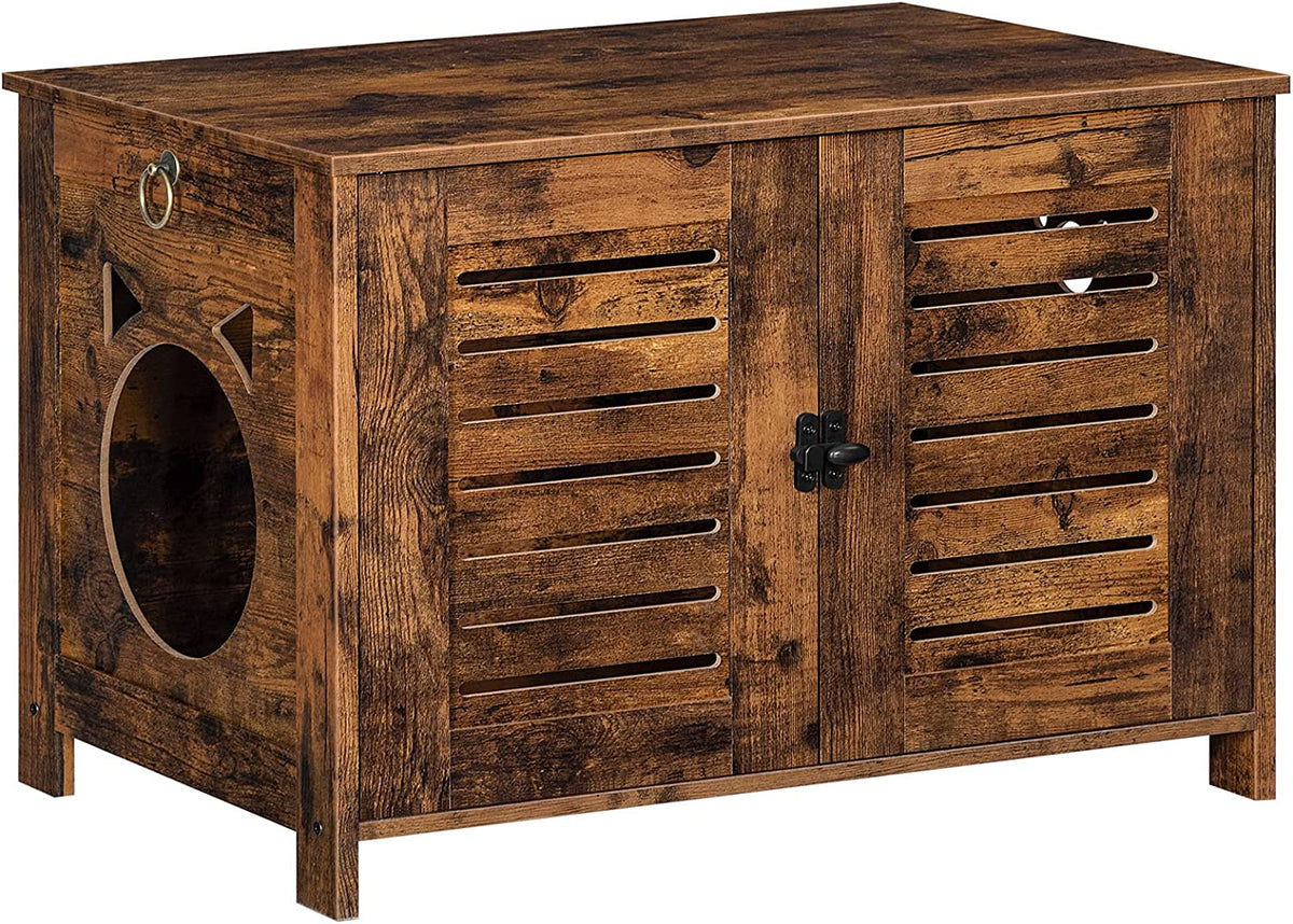 Hidden Cat Litter Box Enclosure, Vintage Wooden Pet Furniture
