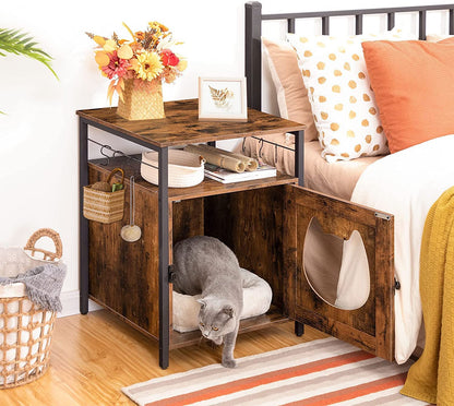 Litter Box Enclosure, Cat Litter Box Furniture, Single Door Pet Box Cabinet