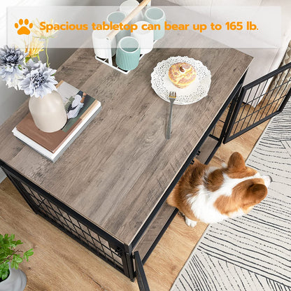 Dog Crate Furniture, Wooden Dog Crate, Dog Kennels with 3 Doors Indoor