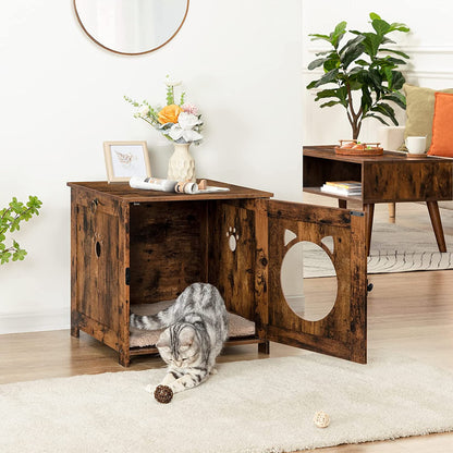 Litter Box Enclosure, Wooden Side End Table, Cat Litter Box Furniture, Concealed Cat Washroom, Indoor Pet House