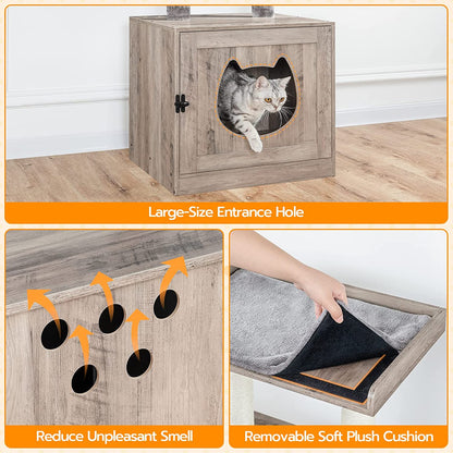 Litter Box Enclosure with Cat Tree Tower