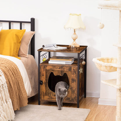 Litter Box Enclosure, Cat Litter Box Furniture, Single Door Pet Box Cabinet