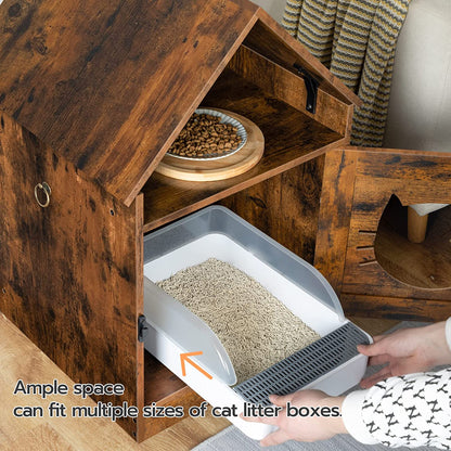 Cat Litter Box Enclosure, Hidden Cat Washroom with Roof, Indoor Pet House