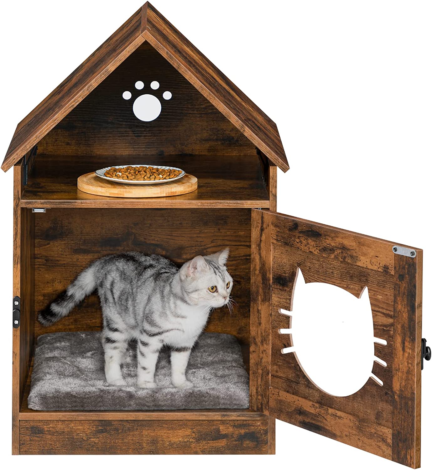 Cat Litter Box Enclosure, Hidden Cat Washroom with Roof, Indoor Pet House