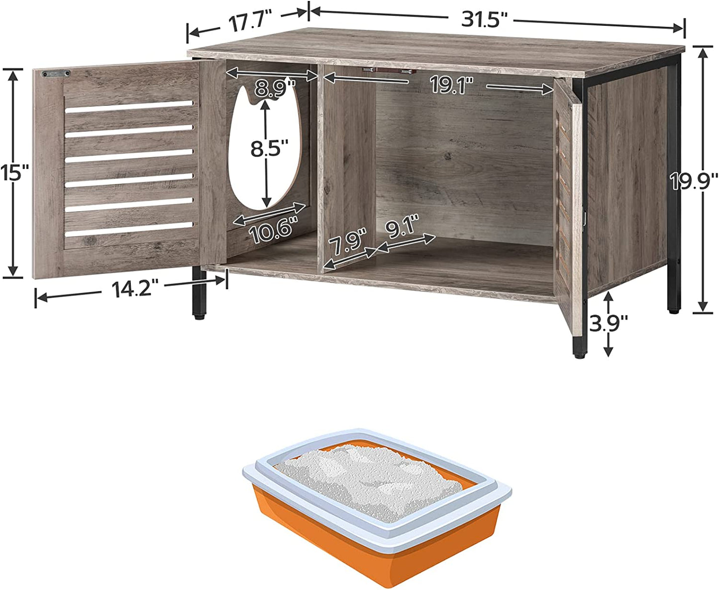 Cat Litter Box Enclosure, Hidden Litter Box Furniture