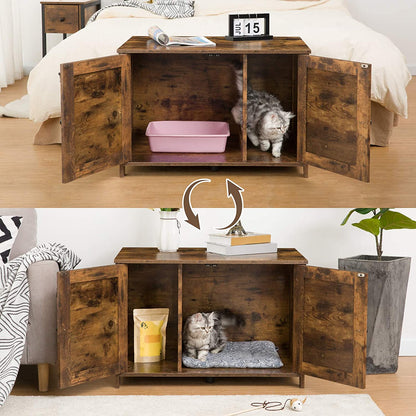 Cat Litter Box Enclosure, Hidden Cat Washroom Furniture with Divider