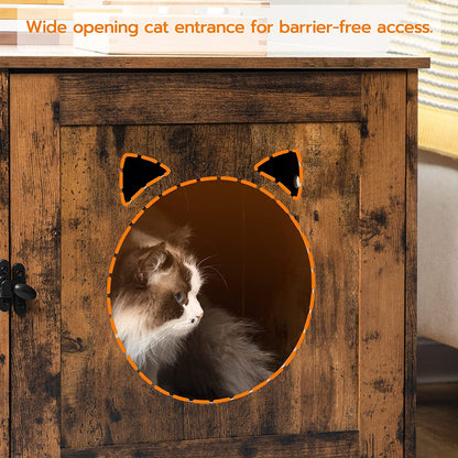 Litter Box Enclosure, Wooden Side End Table, Cat Litter Box Furniture, Concealed Cat Washroom, Indoor Pet House