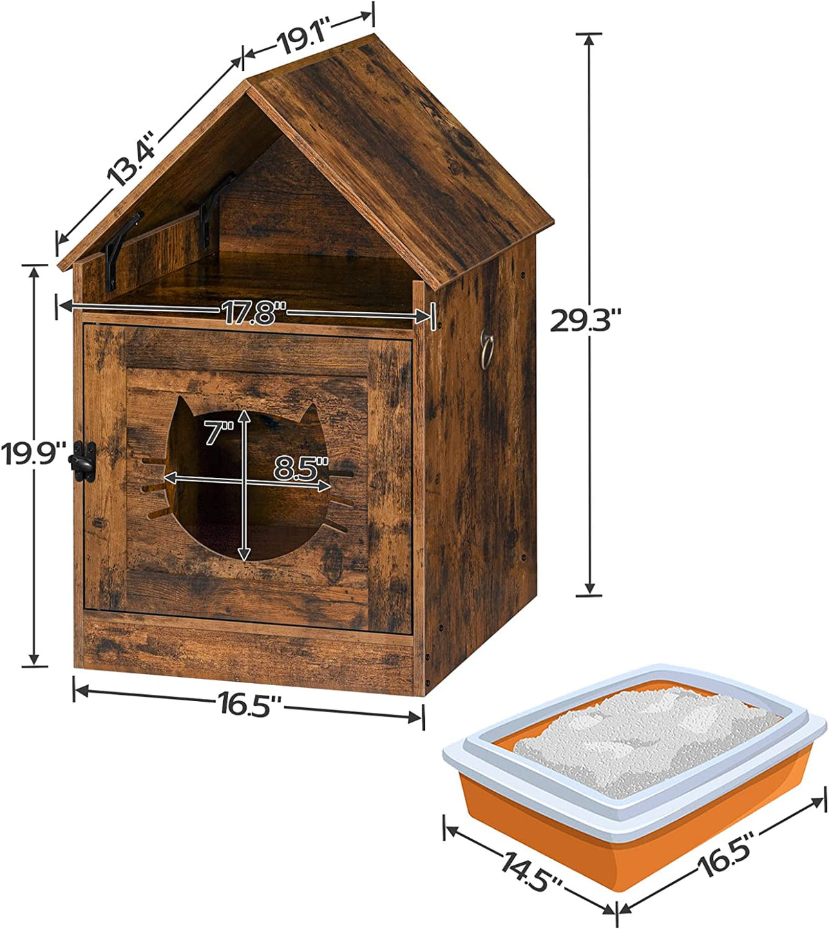 Cat Litter Box Enclosure, Hidden Cat Washroom with Roof, Indoor Pet House