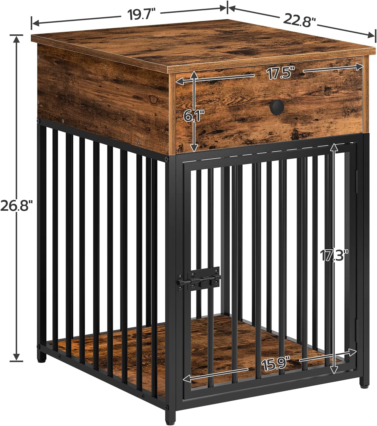 Dog Crate Furniture, Wooden Dog House, Dog Kennel with Drawer, Indoor Pet Crate End Table