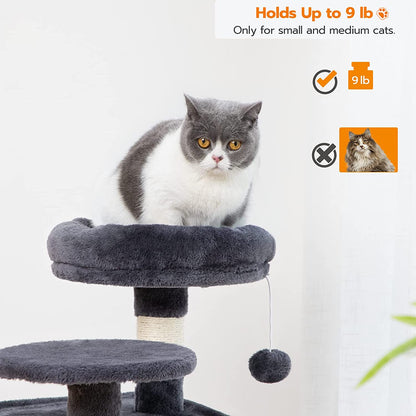 Cat Tree, Small Cat Tower with Soft Plush Perch