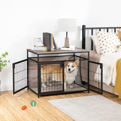 Dog Crate Furniture, Wooden Dog Crate, Dog Kennels with 3 Doors Indoor