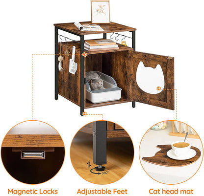 Litter Box Enclosure, Cat Litter Box Furniture, Single Door Pet Box Cabinet