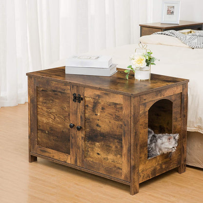 Cat Litter Box Enclosure, Hidden Cat Washroom Furniture with Divider