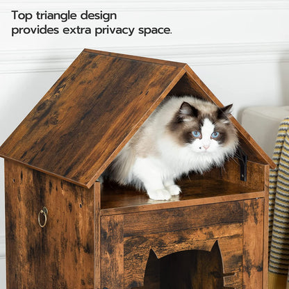 Cat Litter Box Enclosure, Hidden Cat Washroom with Roof, Indoor Pet House