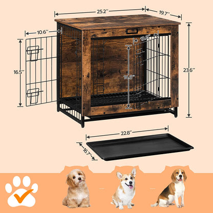 Dog Crate Furniture, Decorative Dog Kennel, Wooden Pet Furniture with Pull-Out Tray