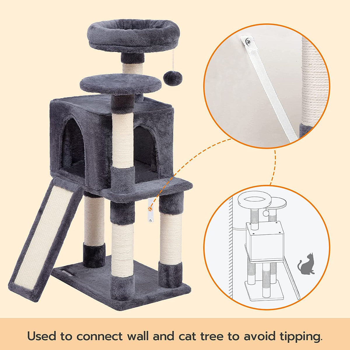 Cat Tree, Small Cat Tower with Soft Plush Perch