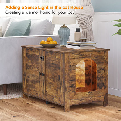 Cat Litter Box Enclosure, Hidden Cat Washroom Furniture with Divider