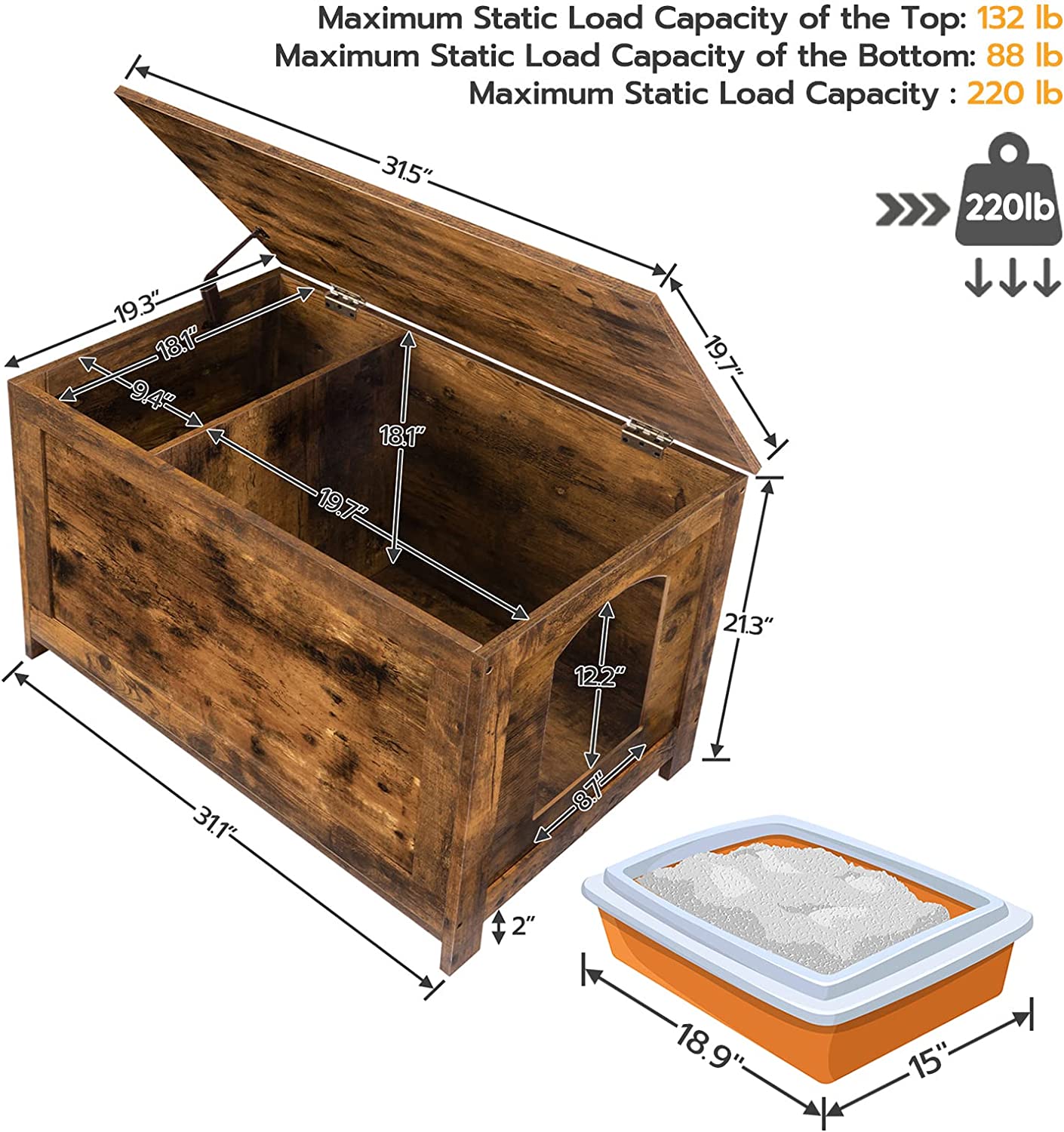 Cat Litter Box Enclosure, Hidden Cat Litter Box Furniture