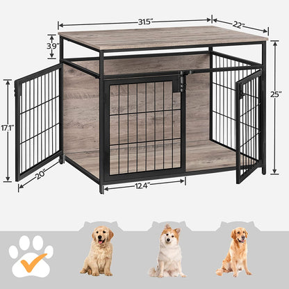 Dog Crate Furniture, Wooden Dog Crate, Dog Kennels with 3 Doors Indoor