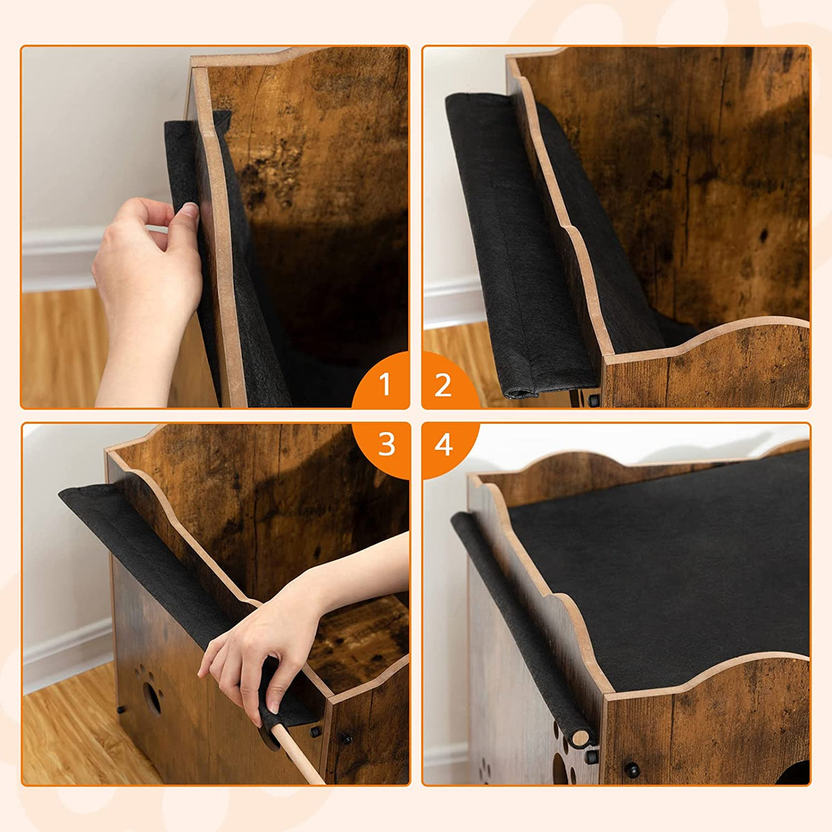 Hidden Cat House Furniture with Cat Head Opening, Cat Litter Box Enclosure