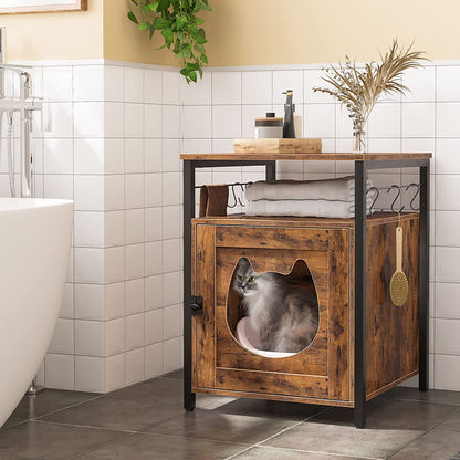 Litter Box Enclosure, Cat Litter Box Furniture, Single Door Pet Box Cabinet