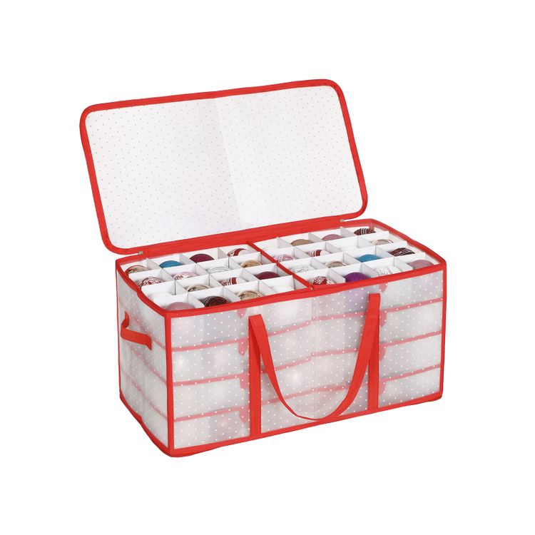 SONGMICS Christmas Ornament Storage Box, Storage Container Bin, 128 Box Places, 26.4 x 13.4 x 13.4 in