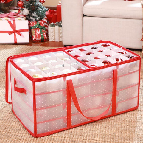 Christmas Ornament Storage Box, Storage Container Bin, 128 Box Places, 26.4 x 13.4 x 13.4 In