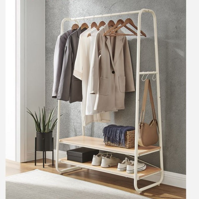 Clothes Rack, Clothing Rack for Hanging Clothes, Garment Rack with 2 Shelves, Steel Frame