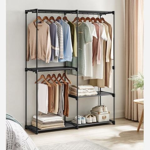 Clothes Rack, Closet Racks for Hanging Clothes, Clothes Wardrobe with 3 Hanging Rods