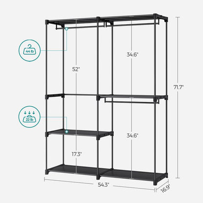 Clothes Rack, Closet Racks for Hanging Clothes, Clothes Wardrobe with 3 Hanging Rods