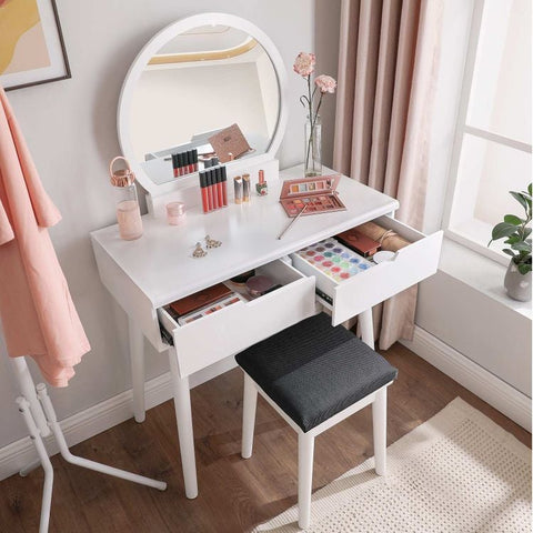 Round Mirror Dressing Table - HWLEXTRA