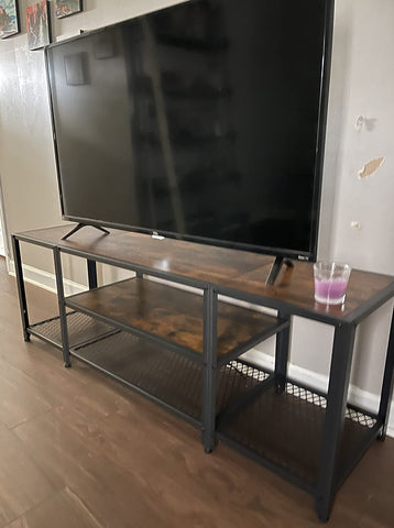TV Stand for TVs up to 65 Inches, 3-Tier Entertainment Center, Industrial TV Console with Open Storage Shelves