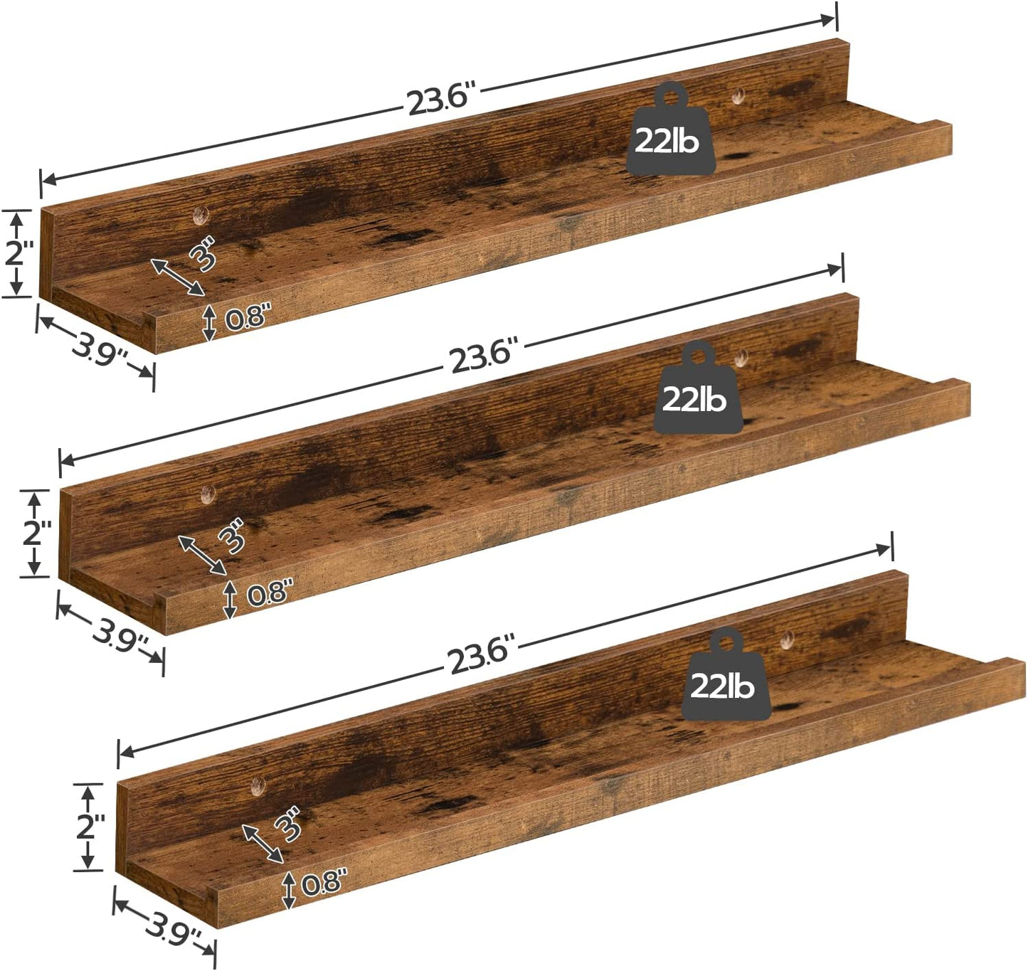 Floating Shelves, Wall Shelf Set of 3, Hanging Shelf