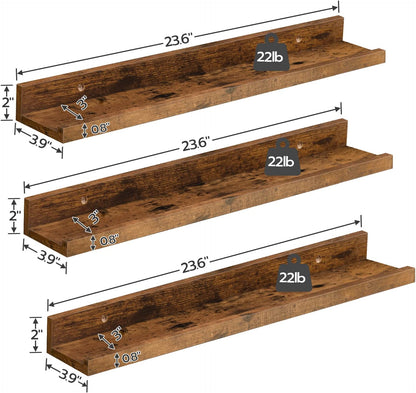 Floating Shelves, Wall Shelf Set of 3, Hanging Shelf